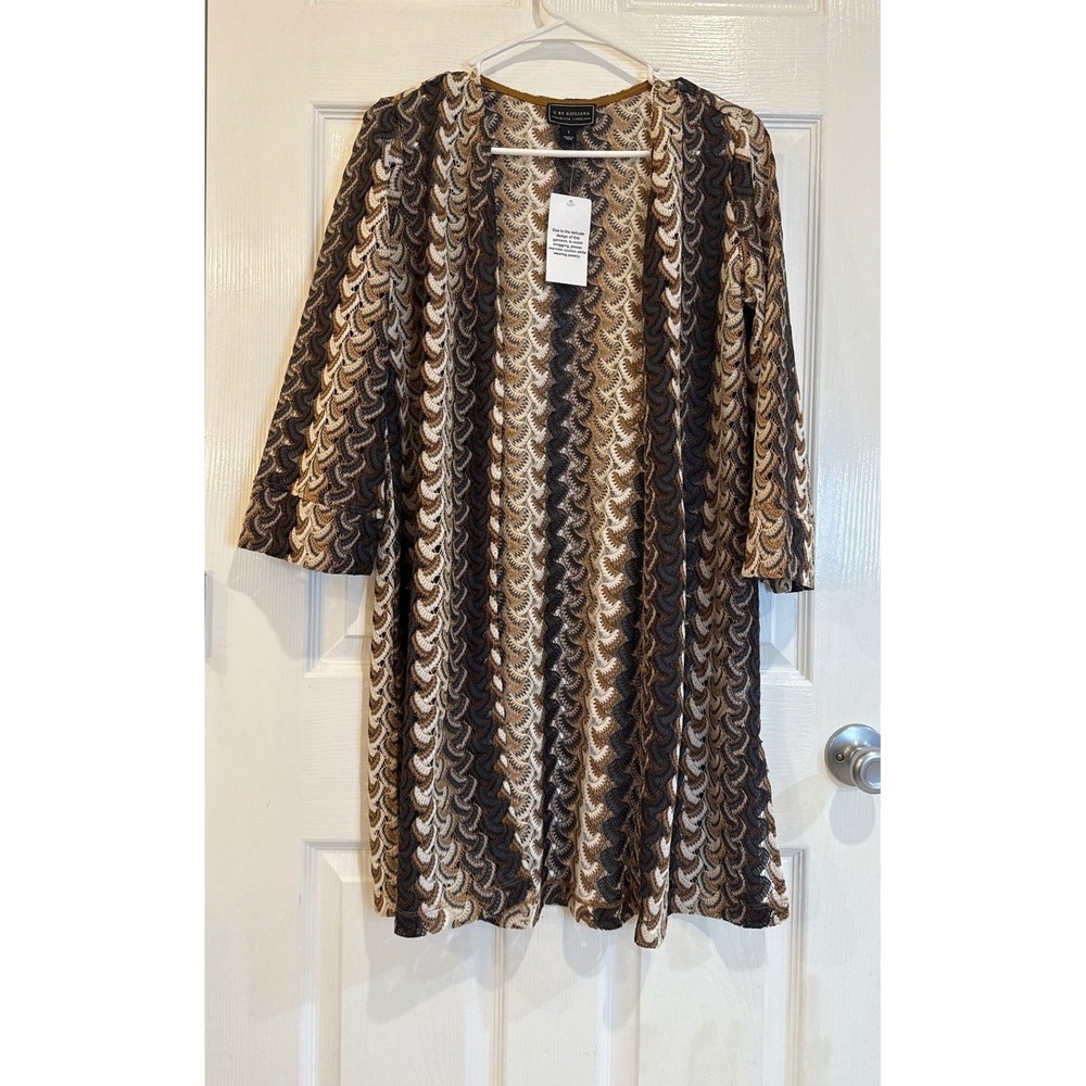 NEW G by Giuliana Black Label Duster Cardigan Sweater Small Knit Open Front